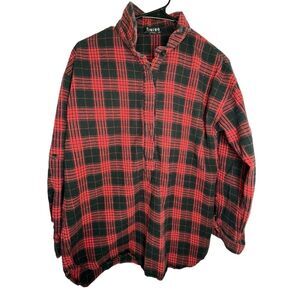 Timing Long Sleeve Red and Black Half Button Up Flannel T-Shirt